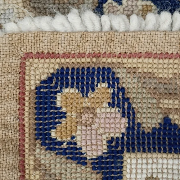 Floral Patterned Handwoven Woolen Tapestry Rugs, Vintage - Picture 7 of 13